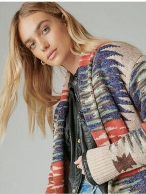 Thick 100% Cotton Tribal Print Sweater Jacket
